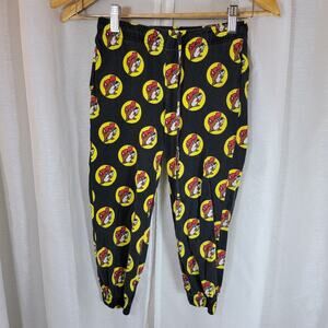 Buc-ee’s Pajama Pants Size Small Black Yellow Logo Print Cotton Lounge Sleepwear